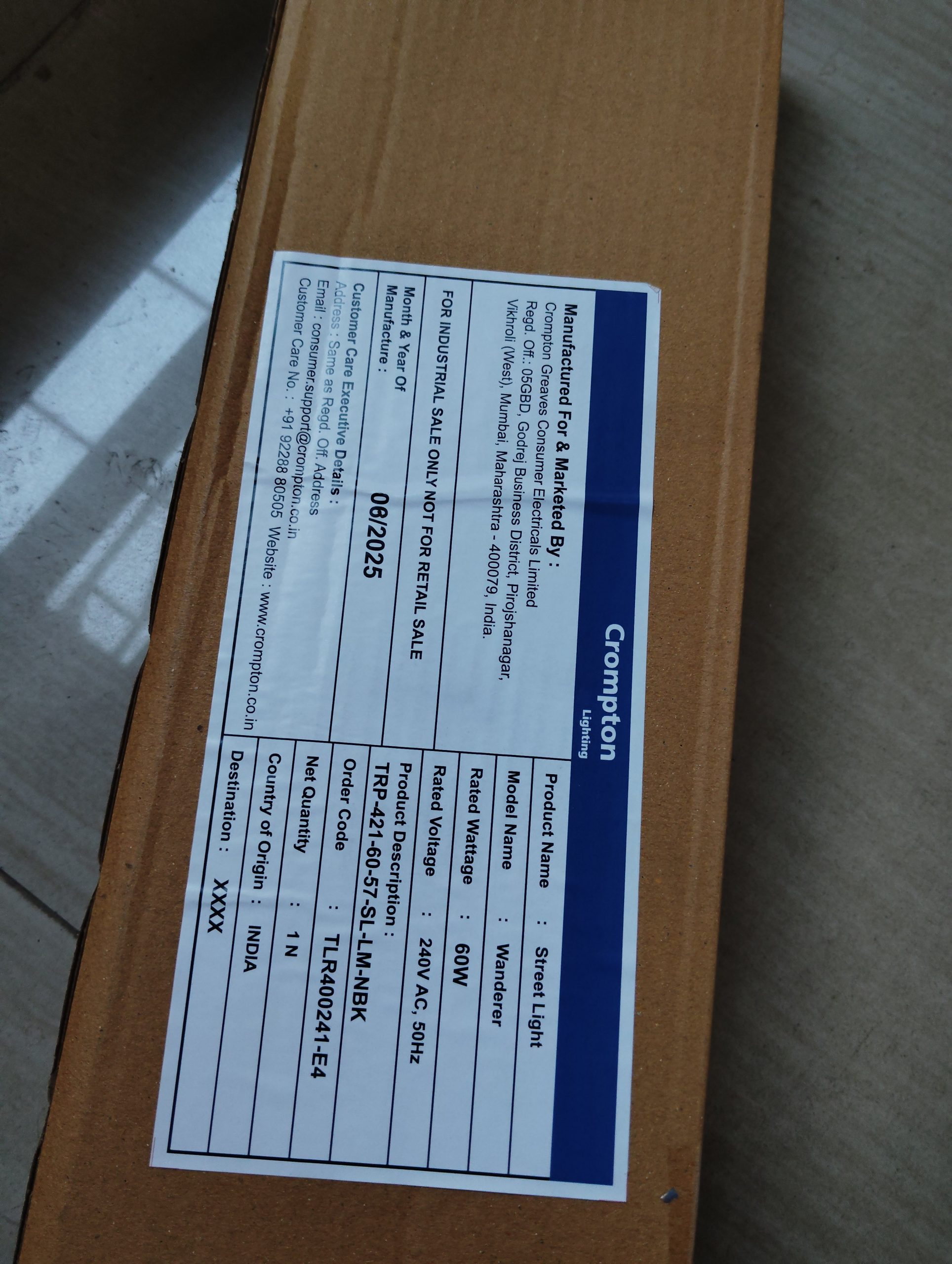 Crompton 60W LED Street Light (Model: TRP-421-60-57-SL-LM-NBK) - Image 6