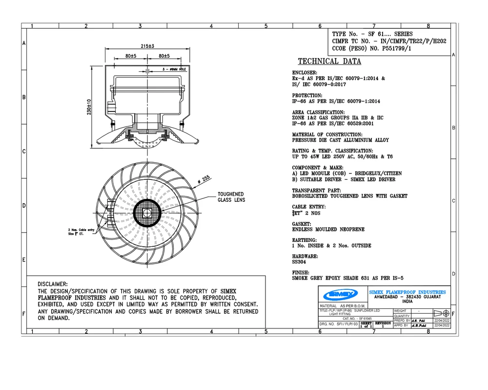 Heavy duty flameproof LED lamp